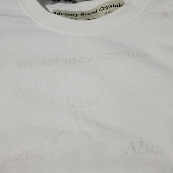 HTF NEW ADVISORY BOARD CRYSTALS Abc Crew Neck Long Sleeve Glitter-Print Tshirt - Picture 11 of 16
